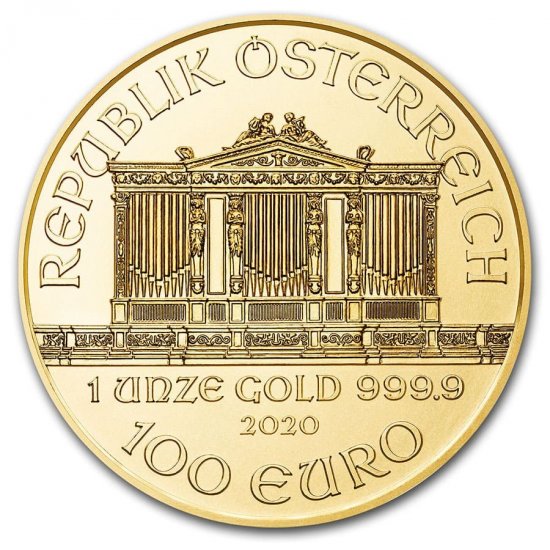 2020 1 oz .9999 BU Gold Austrian Philhormonic - Click Image to Close