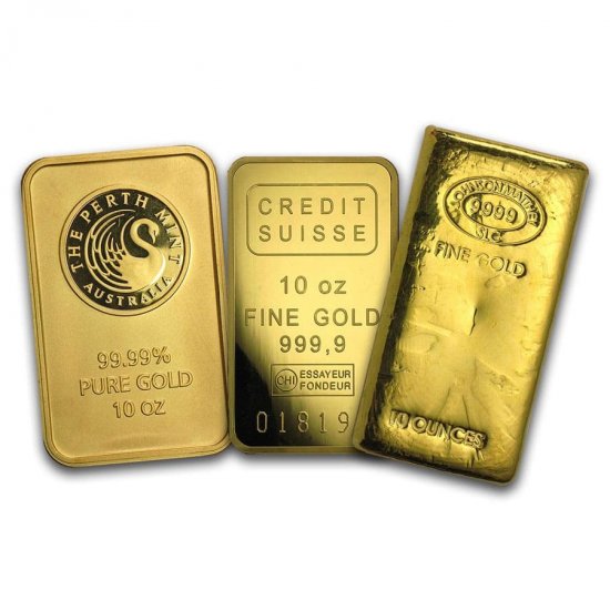 10 oz .9999 Fine Gold Bar (Brand Name) - Click Image to Close