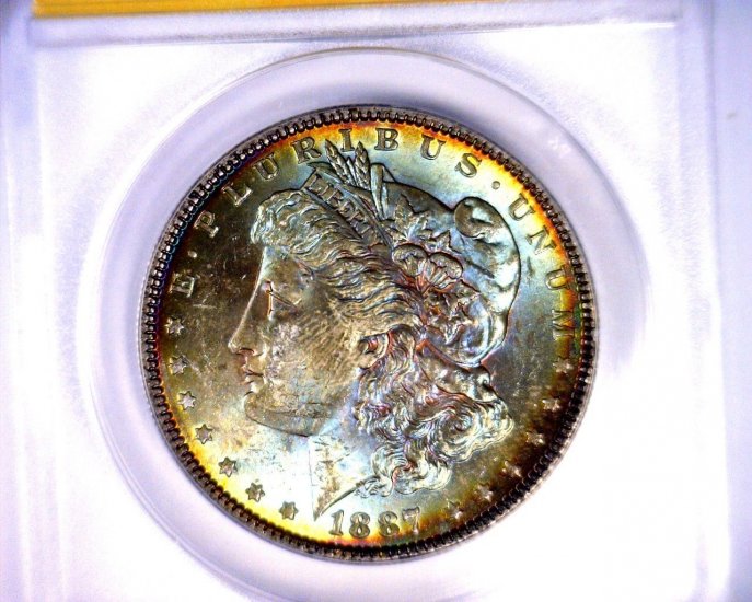 MS62 ANACS Beautifully Toned 1887 Morgan Silver Dollar U.S. Coin - Click Image to Close