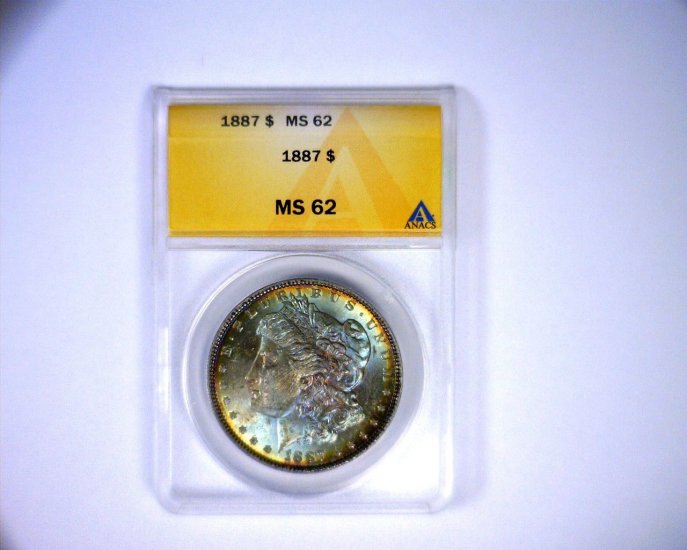 MS62 ANACS Beautifully Toned 1887 Morgan Silver Dollar U.S. Coin - Click Image to Close