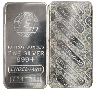 10 oz. Engelhard .999 Fine Silver Bar Vintage - Click Image to Close