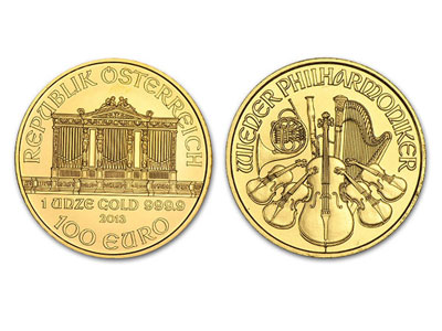 2013 1 oz .9999 BU Gold Austrian Philhormonic - Click Image to Close