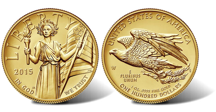 2015 Ultra High Relief UHR Liberty $100 Gold Coin - Click Image to Close