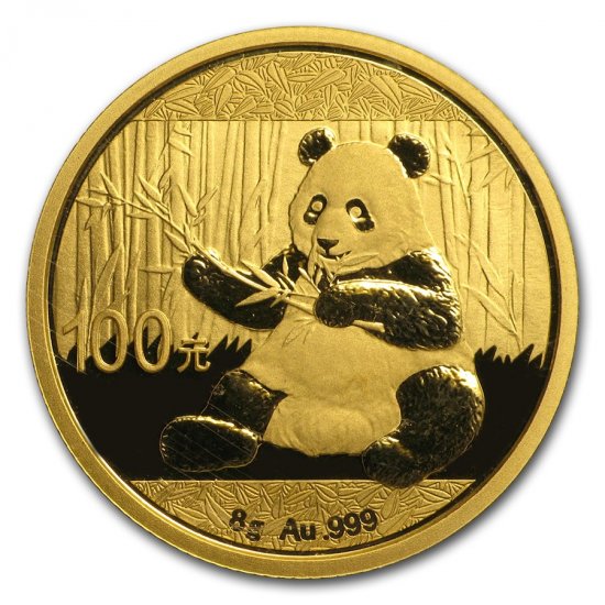 2017 8 Gram .999 BU Gold Chinese Panda (Sealed) - Click Image to Close