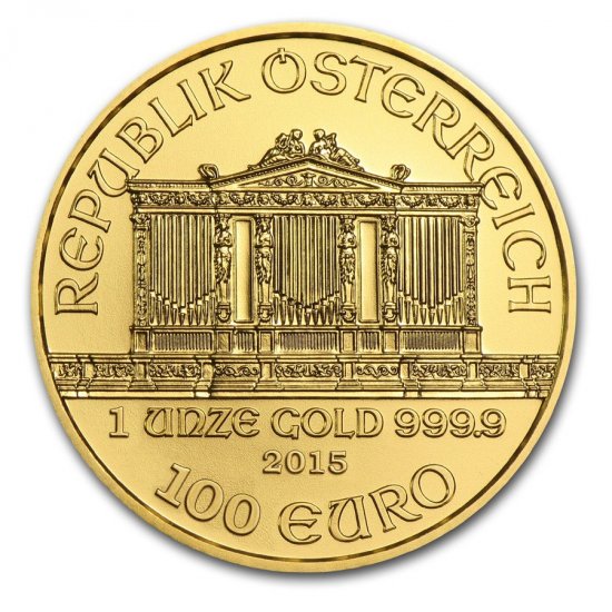 2015 1 oz .9999 BU Gold Austrian Philhormonic - Click Image to Close