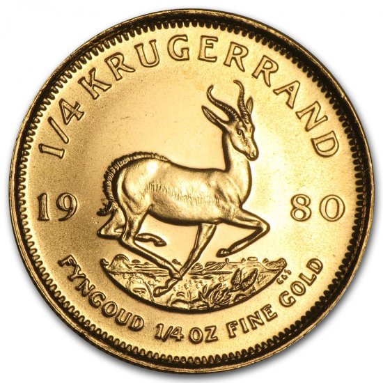 1/4 oz BU Gold South African Krugerrand (Random Date) - Click Image to Close