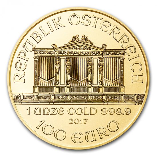 2017 1 oz .9999 BU Gold Austrian Philhormonic - Click Image to Close