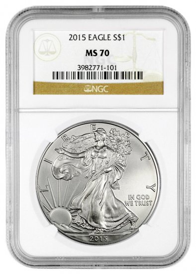 2015 NGC MS70 American Silver Eagle Dollar Coin - Click Image to Close