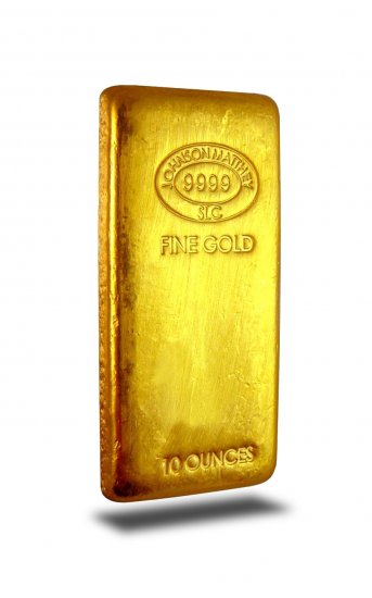 10 oz. Johnson Matthey .9999 Fine Gold Bar - Click Image to Close