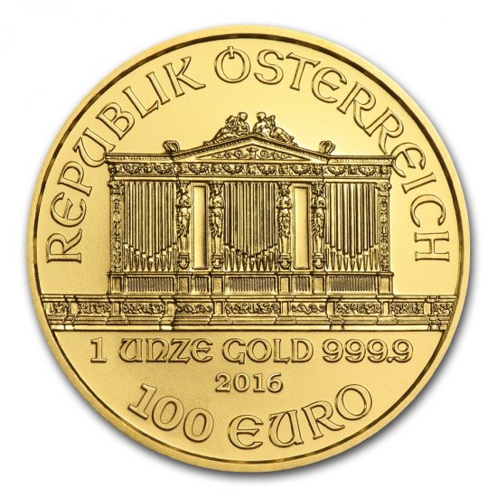 2016 1 oz .9999 BU Gold Austrian Philhormonic - Click Image to Close