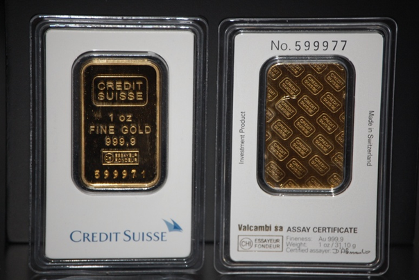 1 oz. Credit Suisse .9999 Fine Gold Bar - Click Image to Close