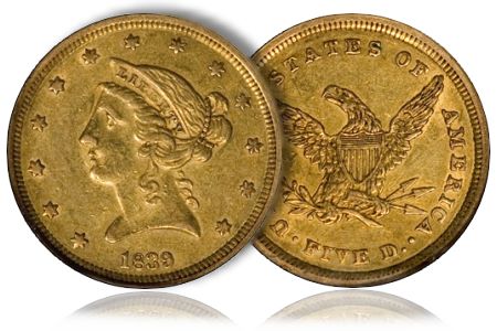 $5 Gold Liberty Double Eagle - XF - Click Image to Close