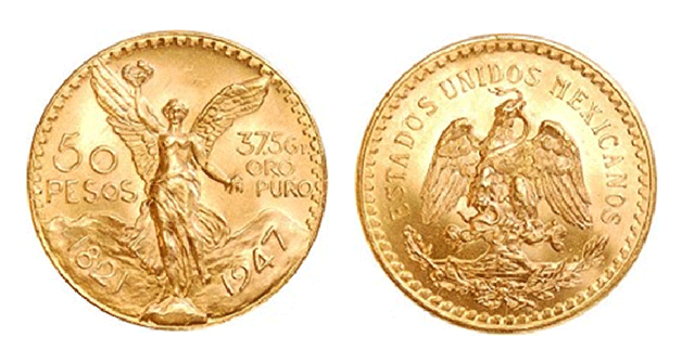 Mexican 50 Gold Pesos (Random Year) 1.2057 AGW - Click Image to Close
