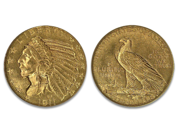 $5 Gold Indian Head Eagle - VF - Click Image to Close