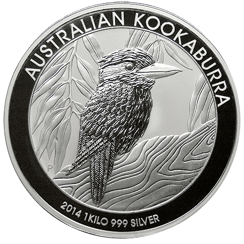 2014 1 kilo (32.15 Ounces) Australian Silver Kookaburra - Click Image to Close